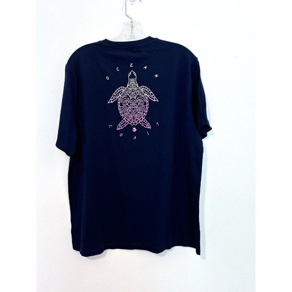 Ocean Coast Turtle Graphic T-Shirt Blue Size Large